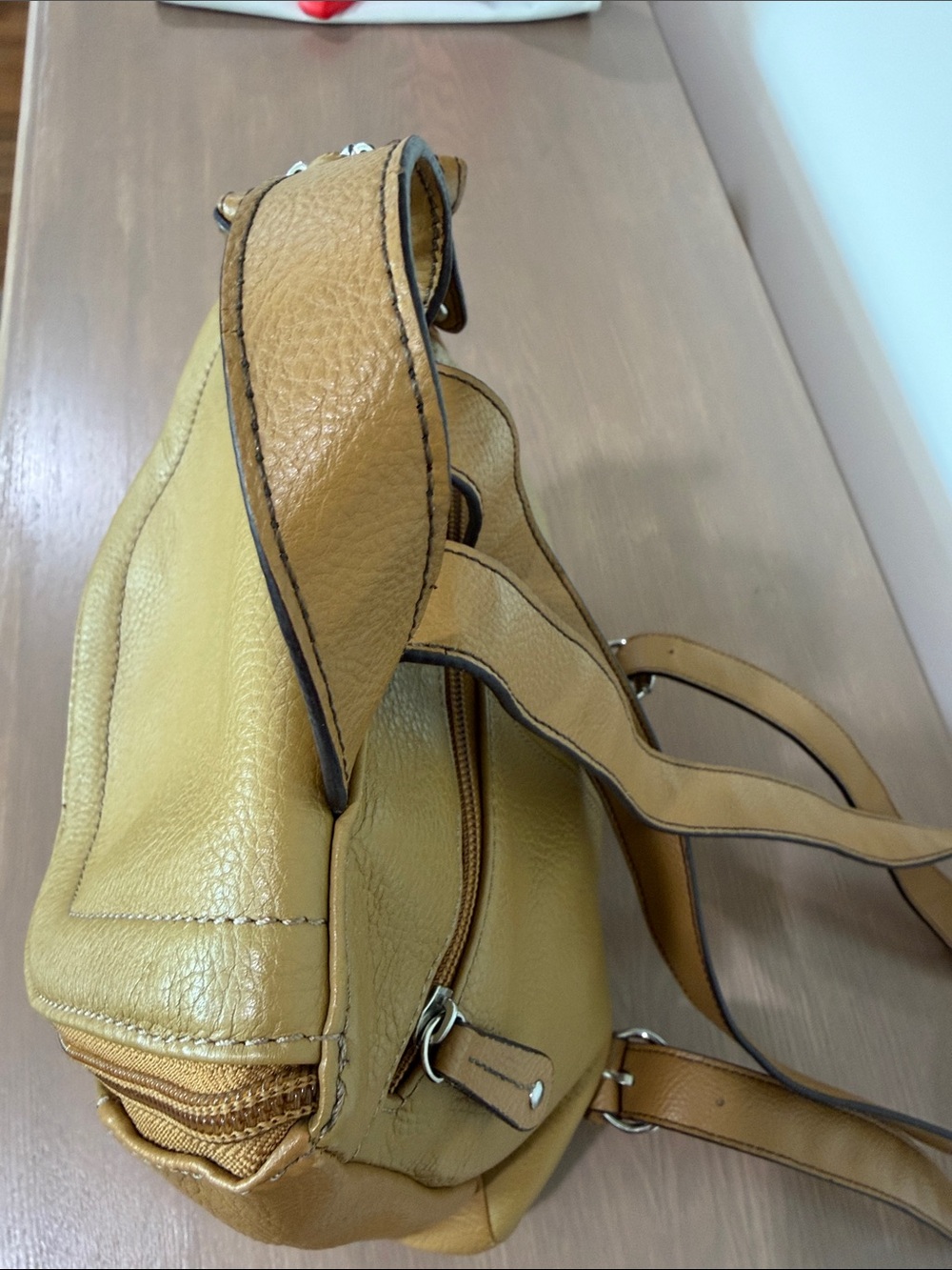 Tignanello Tan Pebble Leather Backpack - Picture 7 of 15